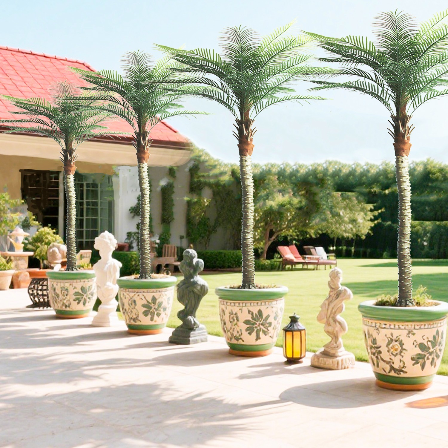 2 Pack 9ft Artificial Coconut Palm Tree, Fake Tropical Palm Plant Indoor Outdoor