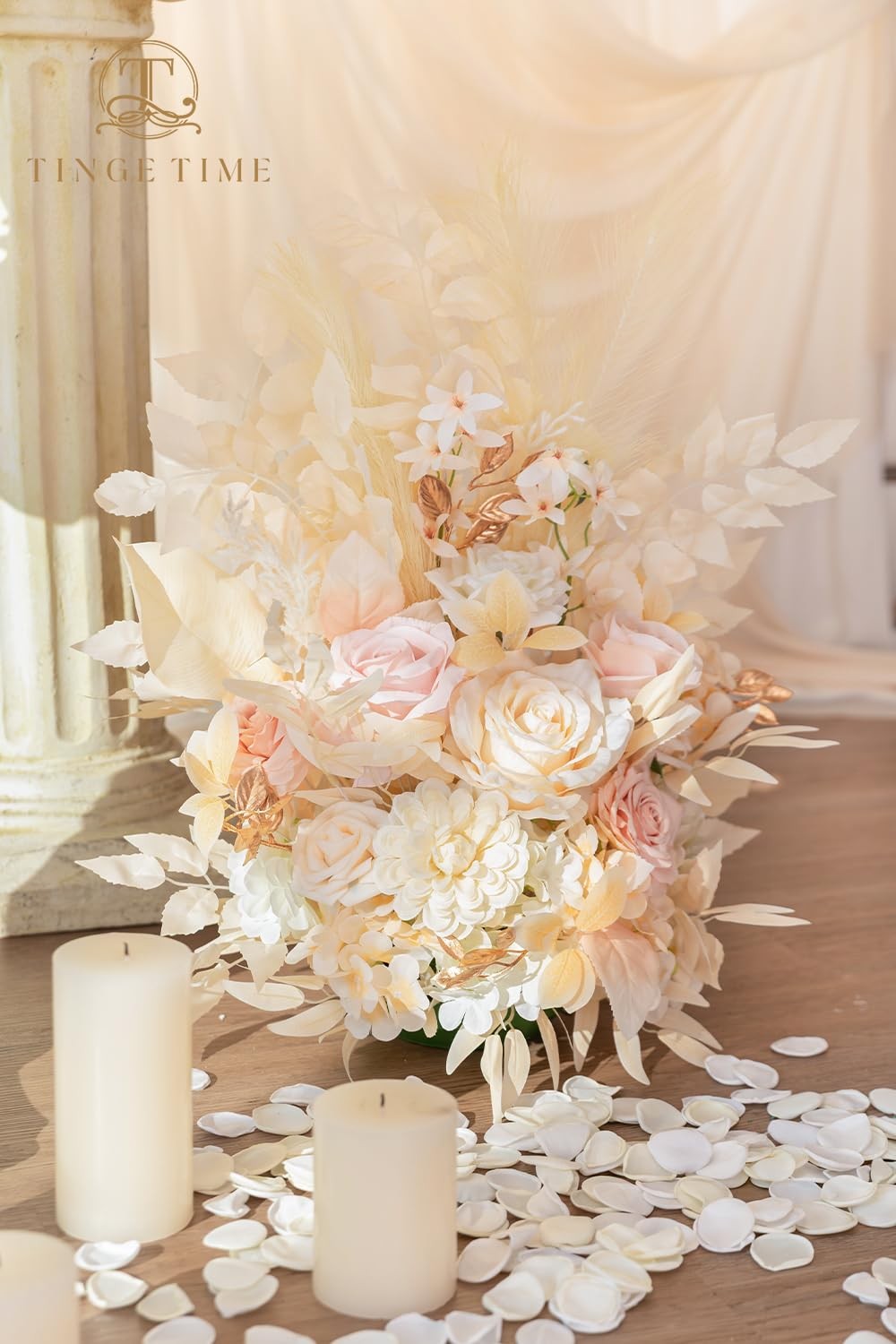 Free-Standing Artificial Flower Set of 2, Table Centerpiece with Rubber Pad, …