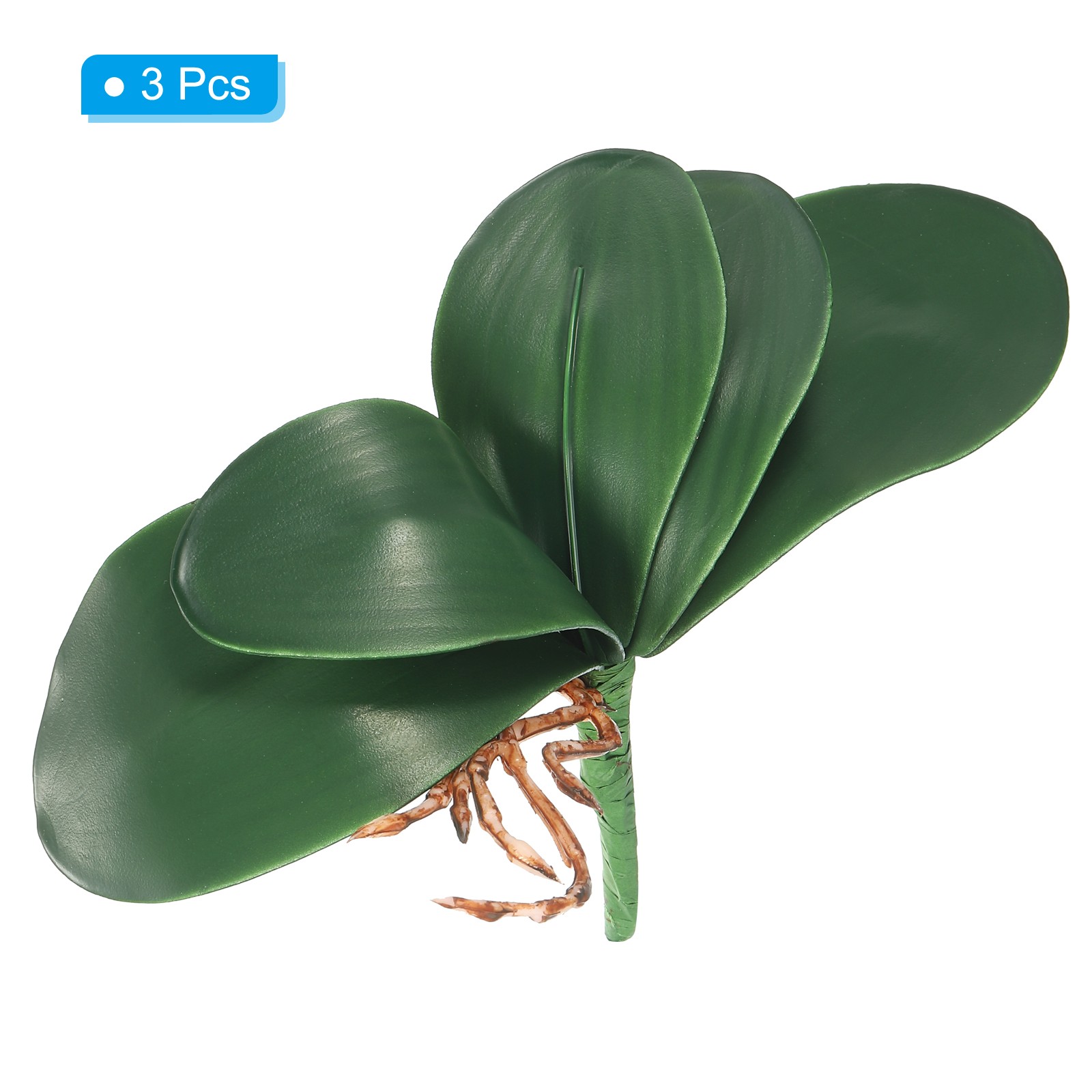 3Pcs 8.27 Inch Faux Orchid Leaves 5 Petals Artificial Leaf with Stems