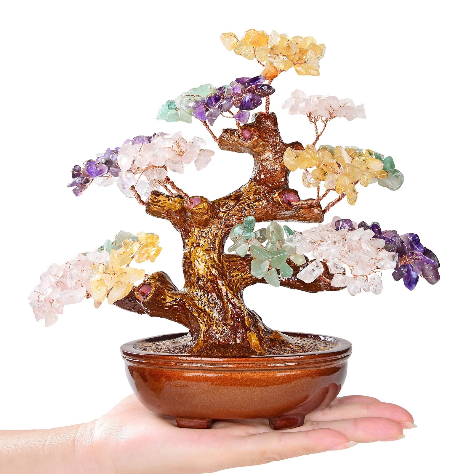 Natural Tree of Life (360 Gemstone Count) Chakra Crystal Tree – Bonsai Feng S…