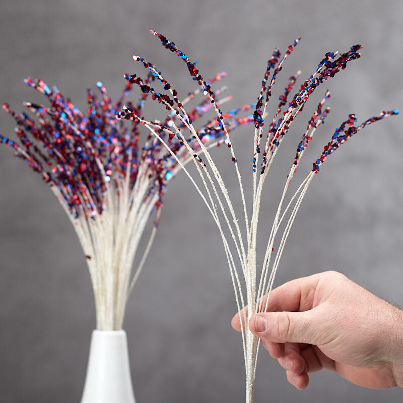 Bulk Package of 12 Americana Glittered Floral 19″ Sprays
