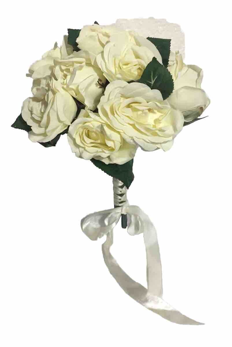 White Rose Artificial Flowers Handheld Flowers Artificial ￼￼￼Bouquet wedding￼ 10