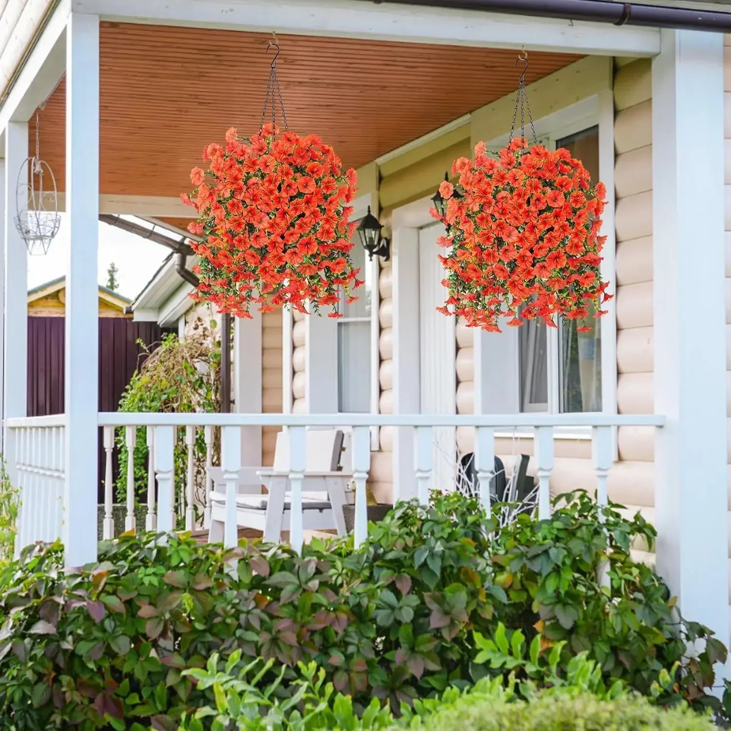 2PCS Artificial Morning Glory Vines UV Resistant Hanging Flowers Outdoor Decor..
