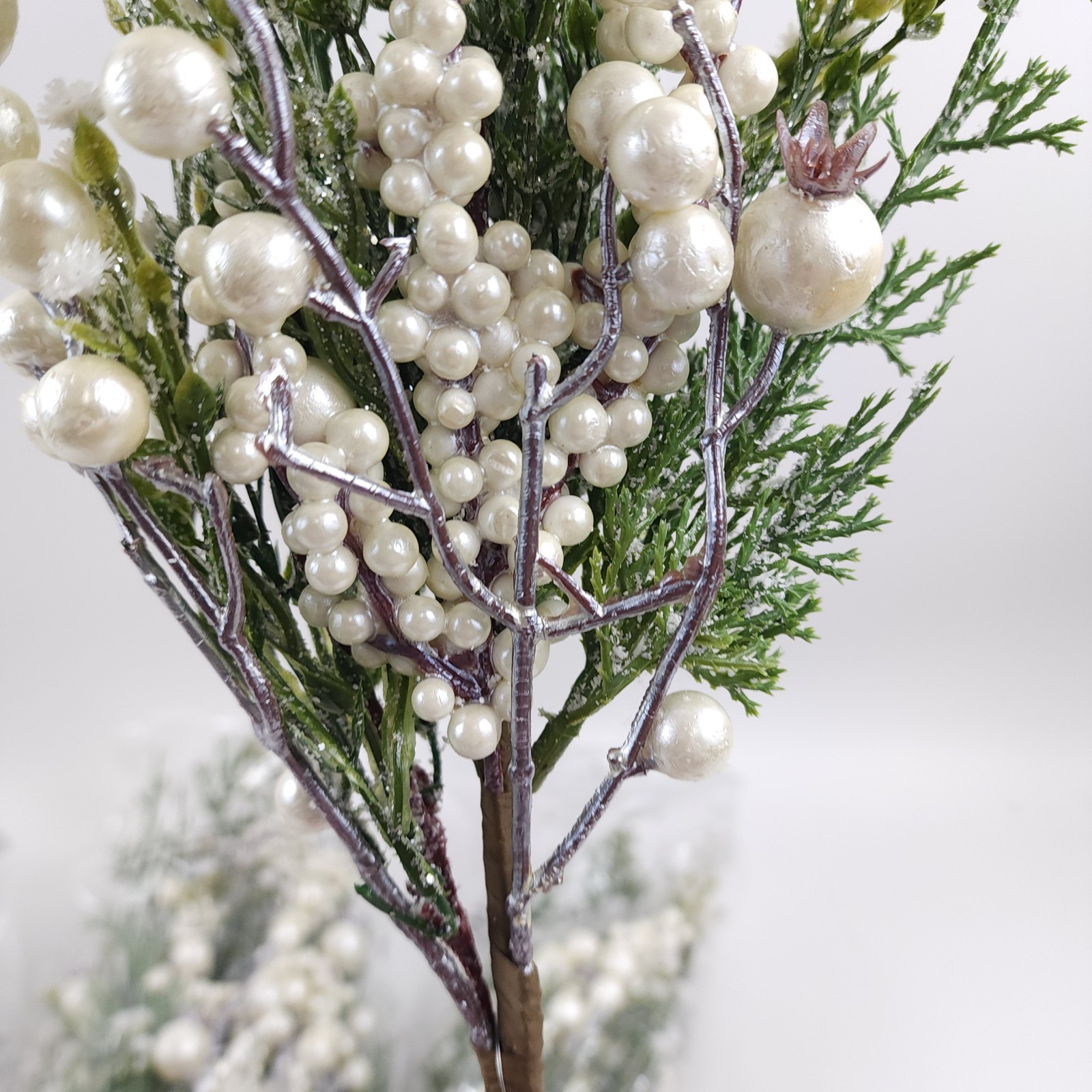 Set of 4 Winter Frost Cedar and Berry Picks by Valerie in Ivory Holiday decor