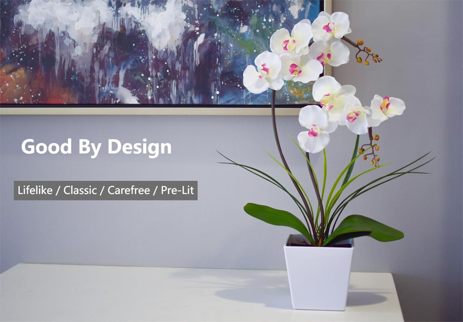 Homeseaons Orchid Lamp-Led Lighted Orchid Arrangements,Pre Lit Artificial Orchid