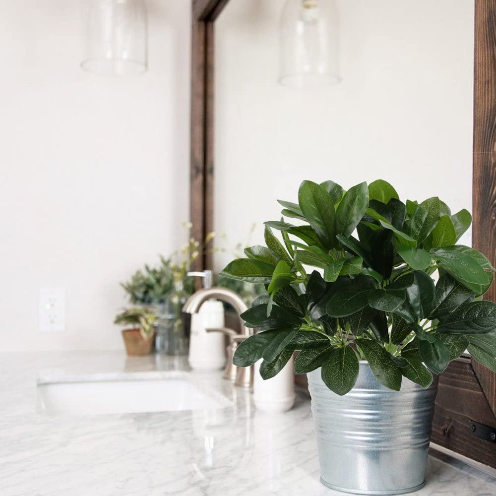 2 Pcs Artificial Schefflera Bushes Real Touch Faux Greenery for Home Office D…