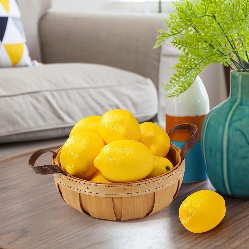 Limones artificiales de plástico amarillo de 9,4 x 6,35 cm, tamaño grande