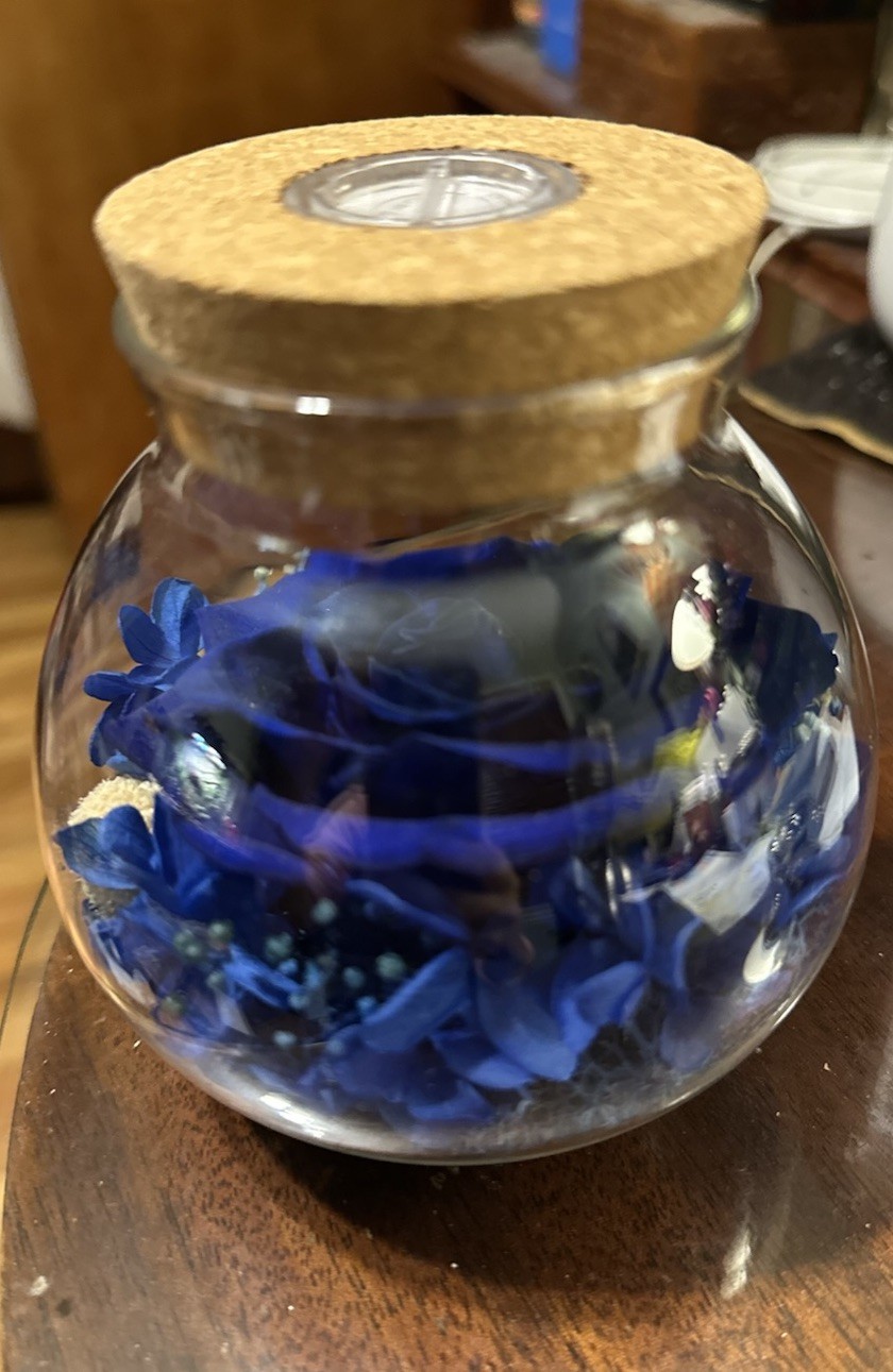 Blue wishing rose/eternal rose with light decoration