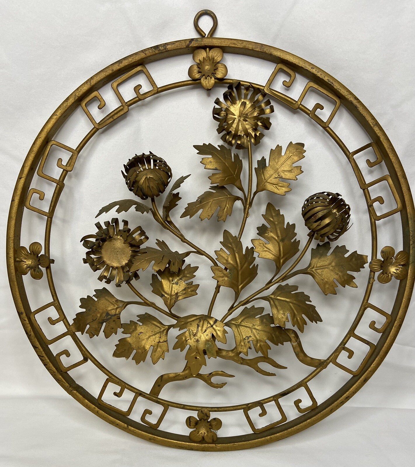 Vintage Gold Flower 3D Medallion 12” Diameter Wall Decor