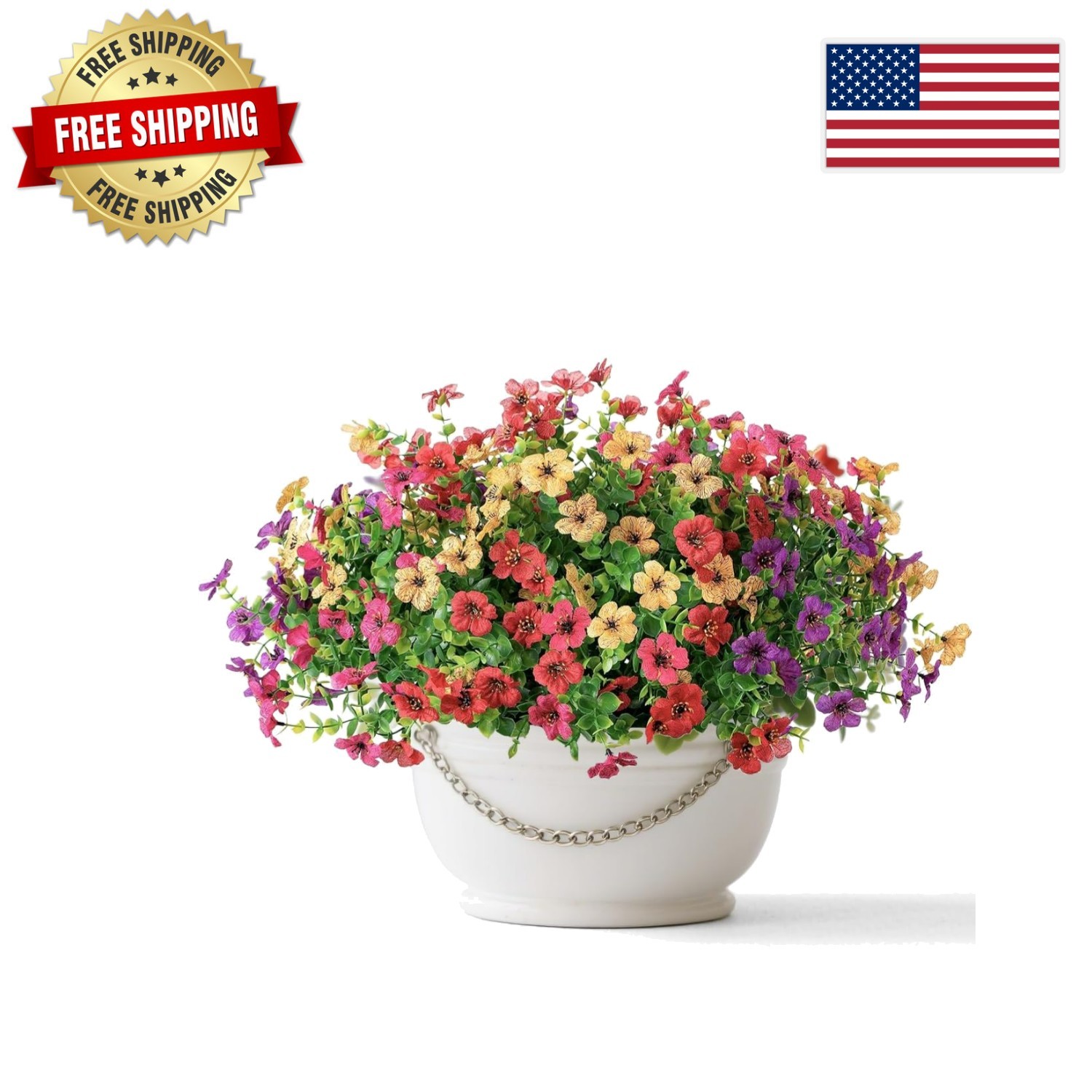 6 Piece Faux Daisy & Eucalyptus Flower Bundles for Indoor & Outdoor Elegance