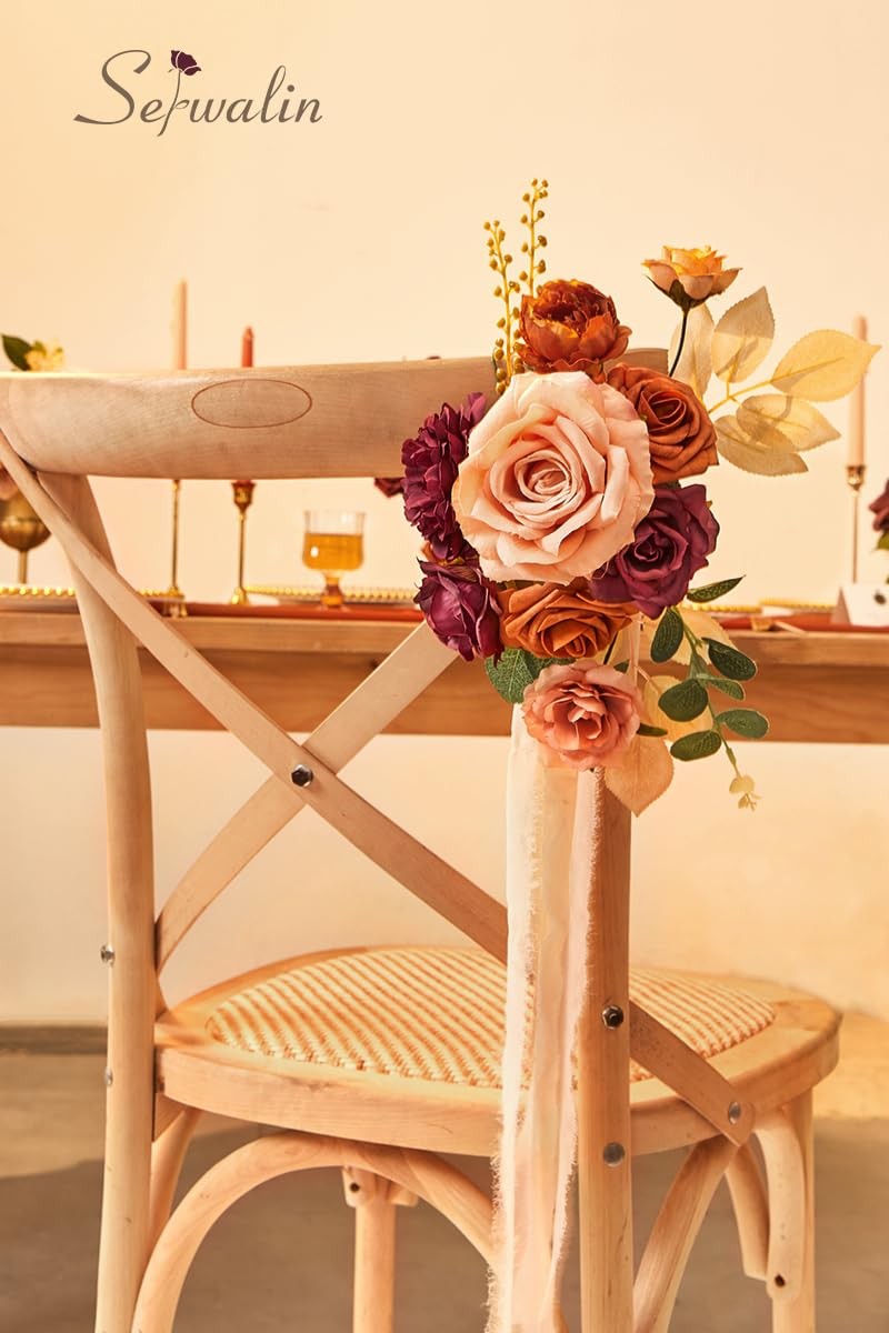 Orange Marigold Artificial Fall Flowers Fake DIY Wedding Bridal Bouquet Decor