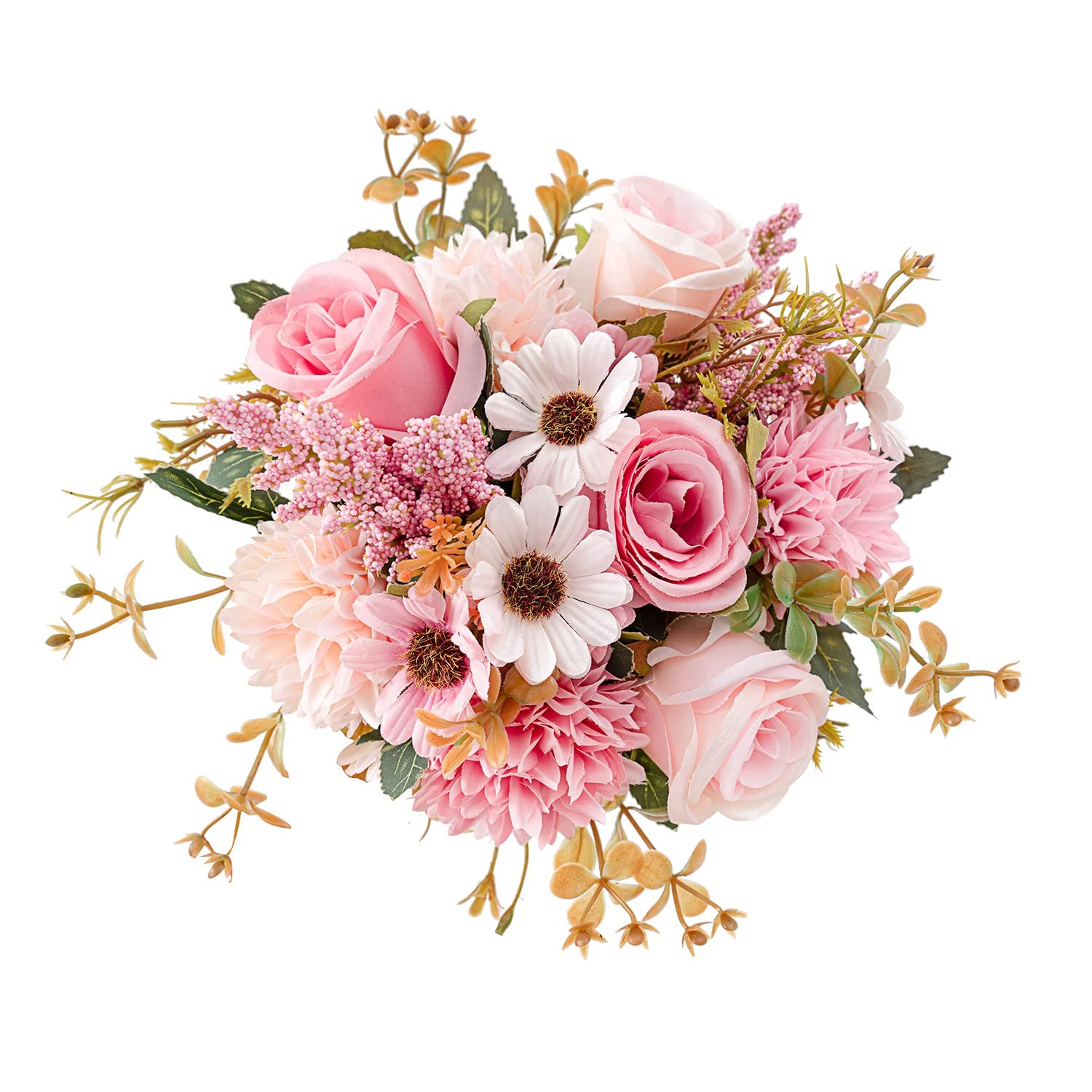 Artificial Pink Fake Flowers In Vase Home Indoor Table Centerpiece Decor