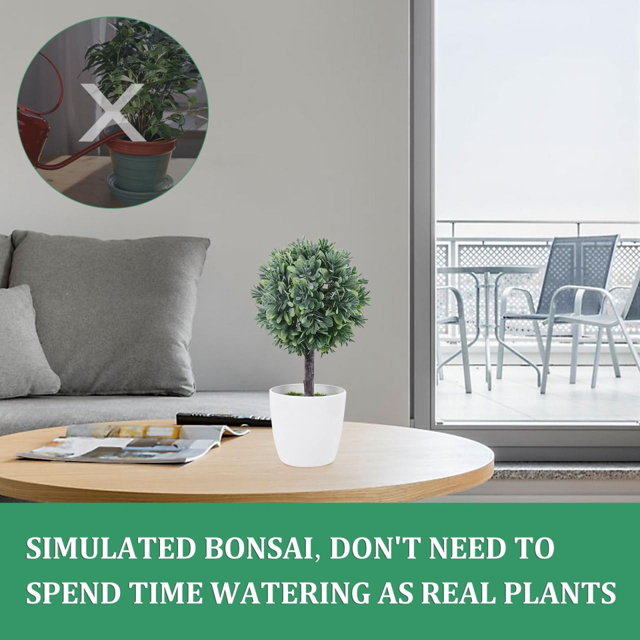 Simulated Bonsai with Pot 3.93X3.93X7.48 Inch Faux Sphere Shaped Artificial P…