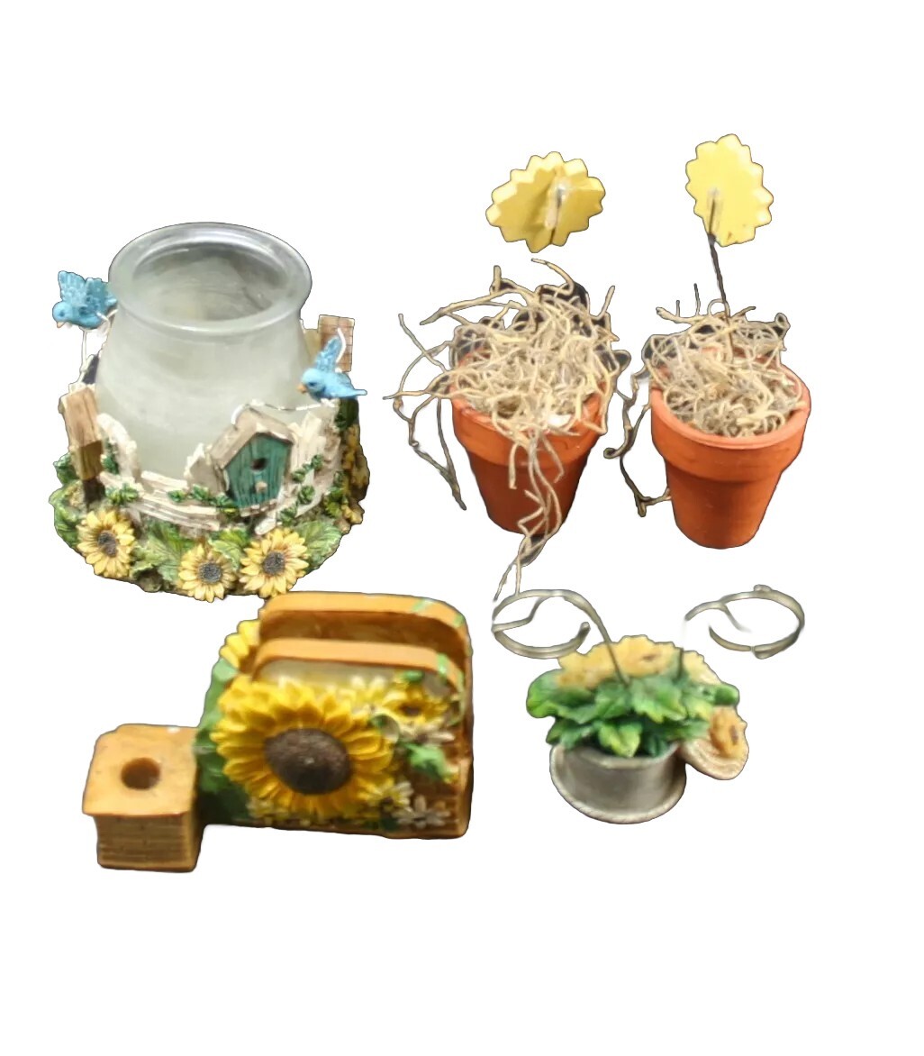Vintage Lot of Sunflower Kitchen Retro Farm House Country Glass Pottery Ceramic