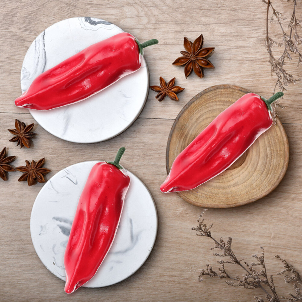 3PCS Red Lifelike Artificial Peppers Simulation Chili