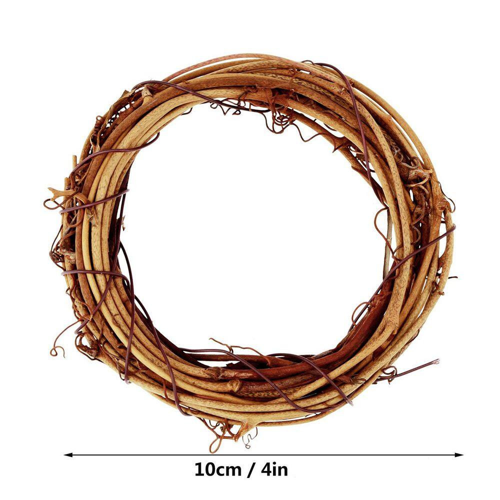 4 In. Brown Artificial Grapevine Wreath 16-Piece Set for Holiday Wedding Party D