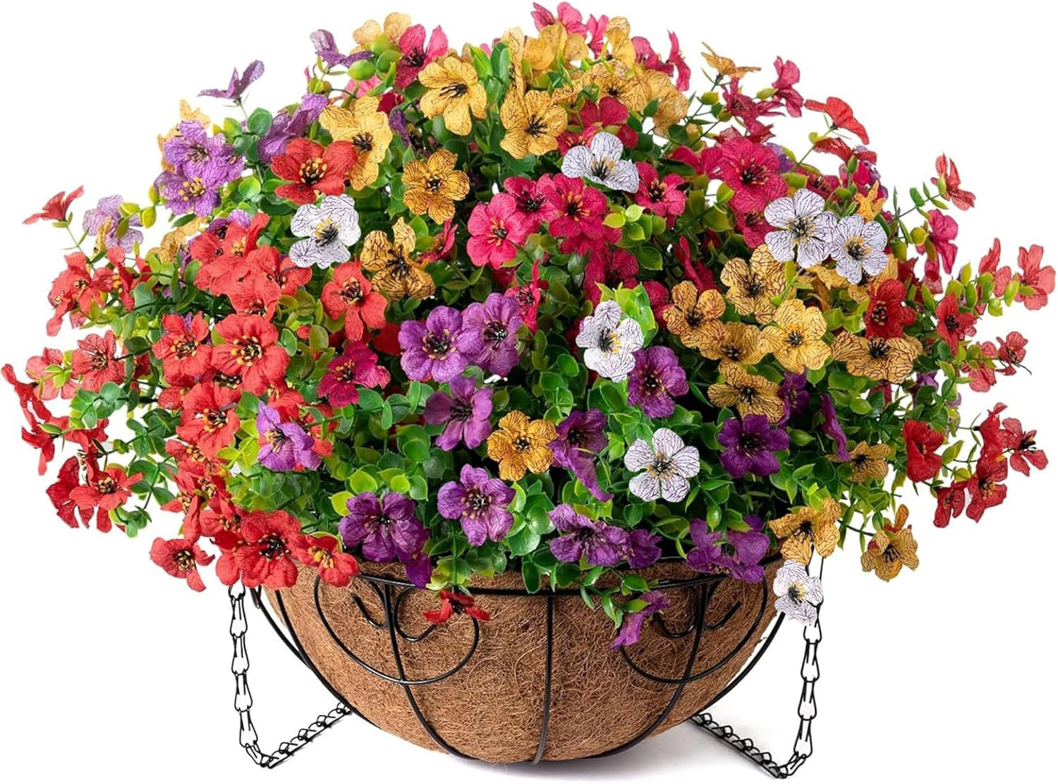 Artificial Faux Hanging Plants Flowers Basket for Summer Outdoor outside Decorat