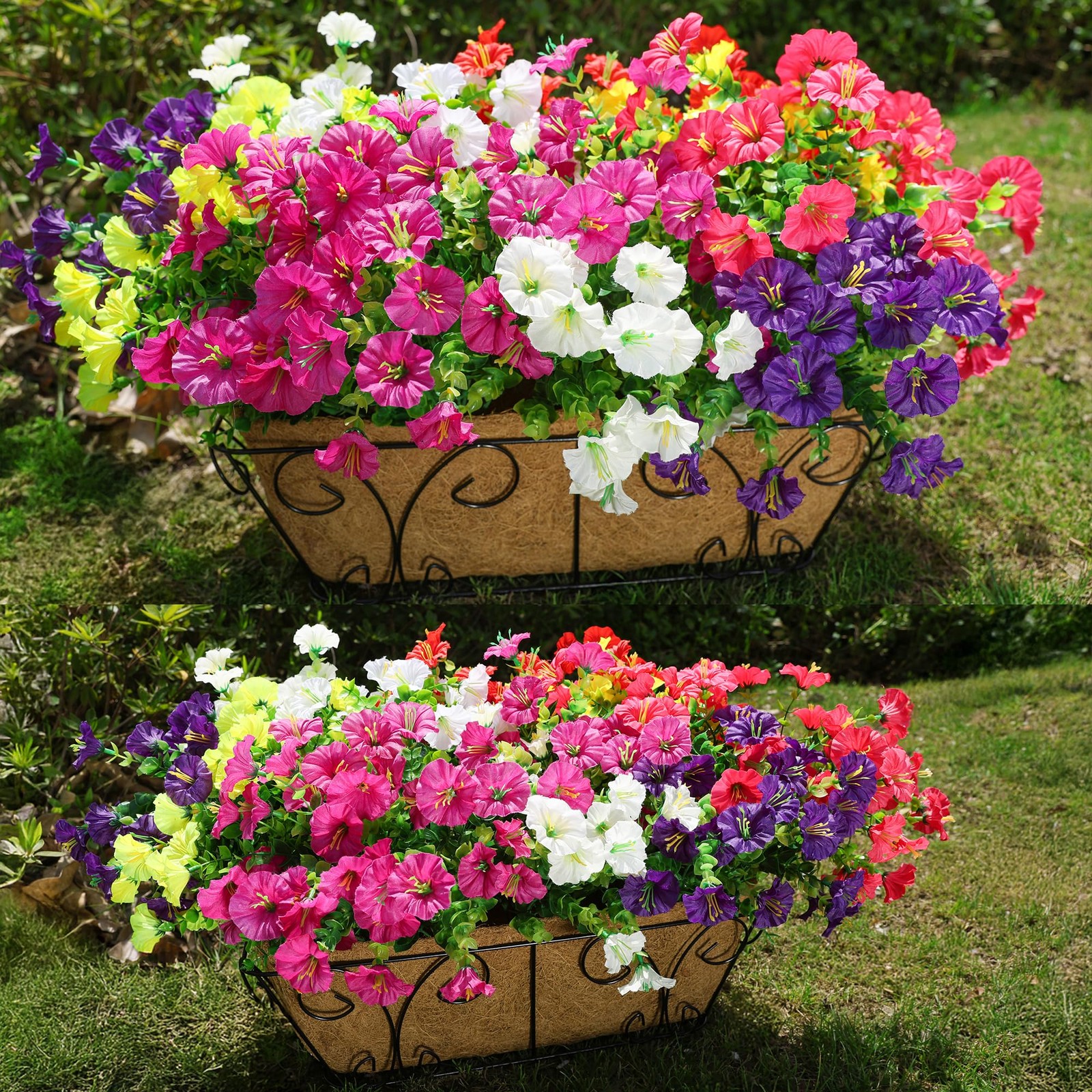 Artificial Flowers for Outdoors Fake Plants Outside Decoration, 12 Bundles Si…