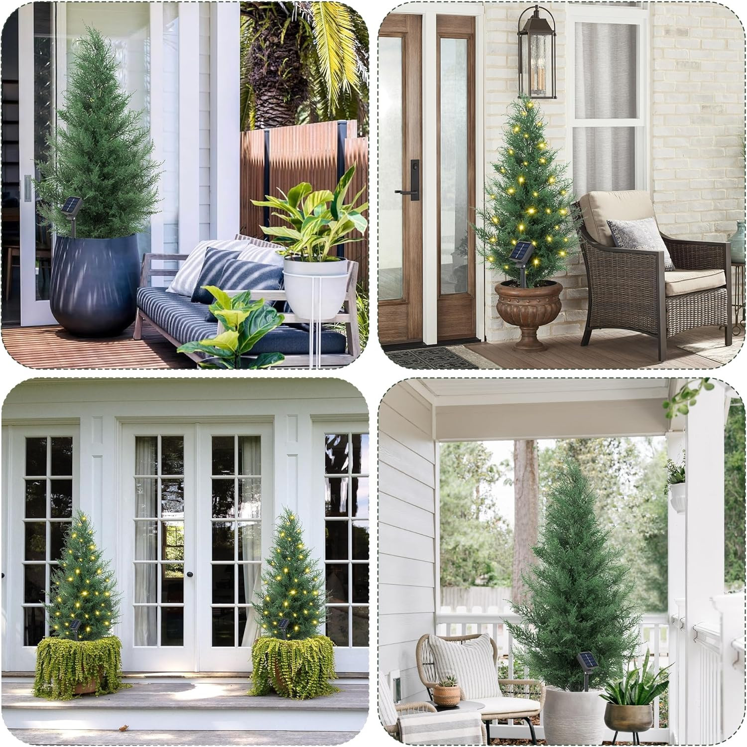 36″ UV Protected Artificial Cedar Tree with Lights for Outdoor Decor