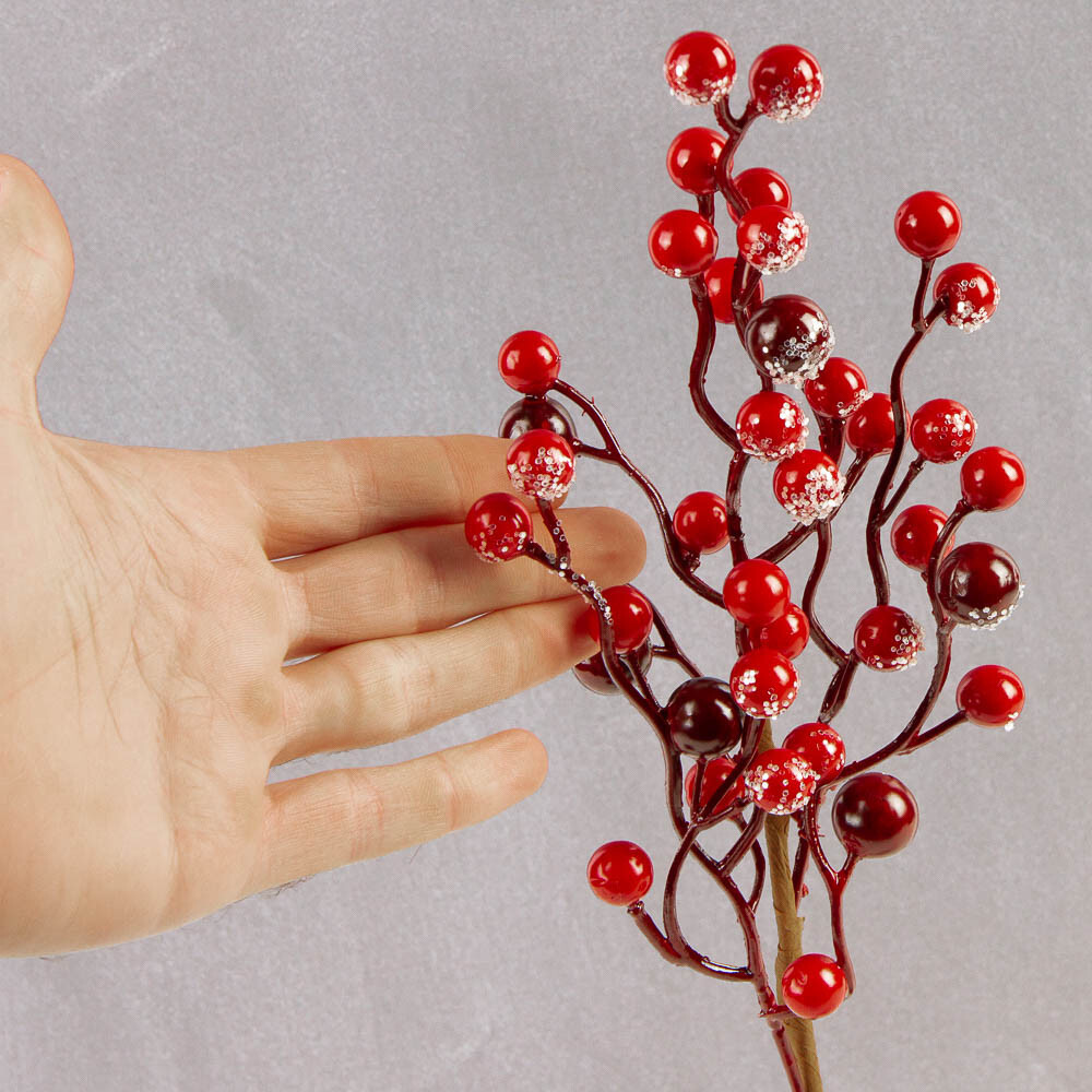 Lot of 12 Frosted Burgundy Artificial Berry 17″ Floral Stems