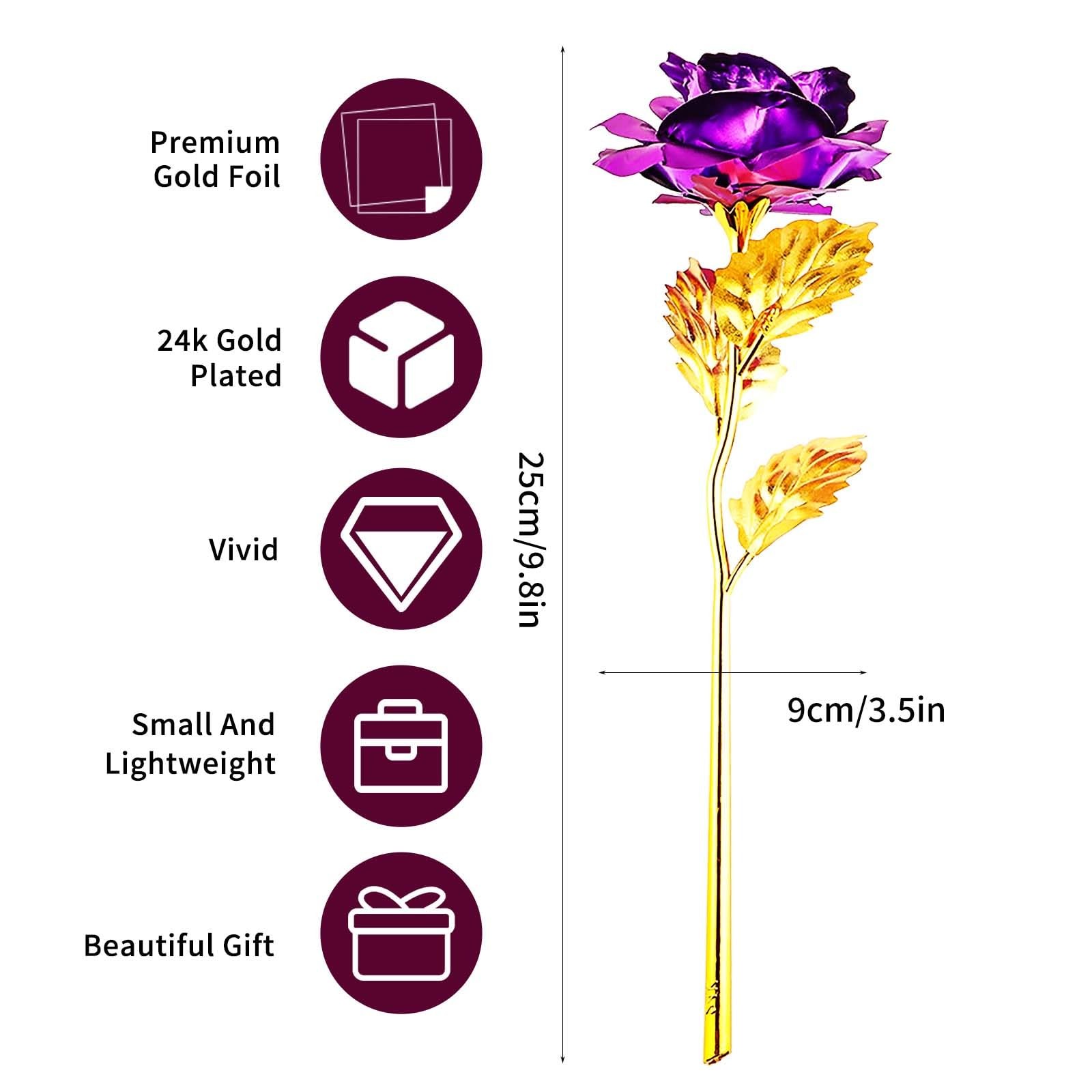 24K Golden Rose, Artificial Rose Flower Gift for Her with Luxury Gift Great G…
