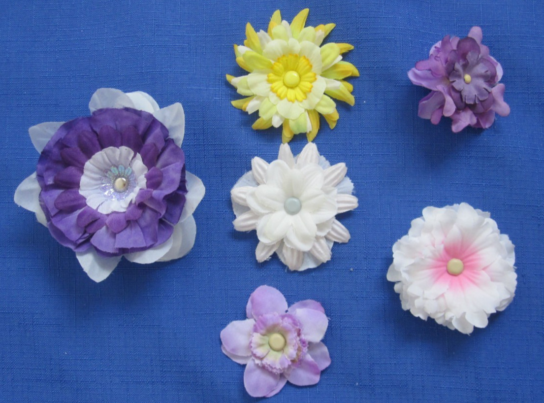 #5 Lot-50 Small/Medium Layers Used Silk Flower Petals 1-3″ Brads Multiple Colors
