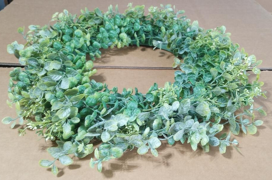 NEW Plastic Wreath 12” Artificial Greenery Indoor Wall Door Decor Free Ship