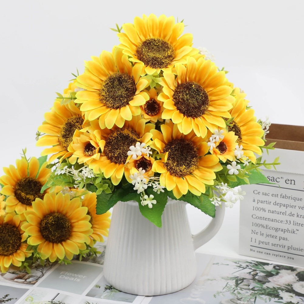 Silk Sunflower Bouquet 38cm 30cm 31cm for Wedding Home Decor Photography Props