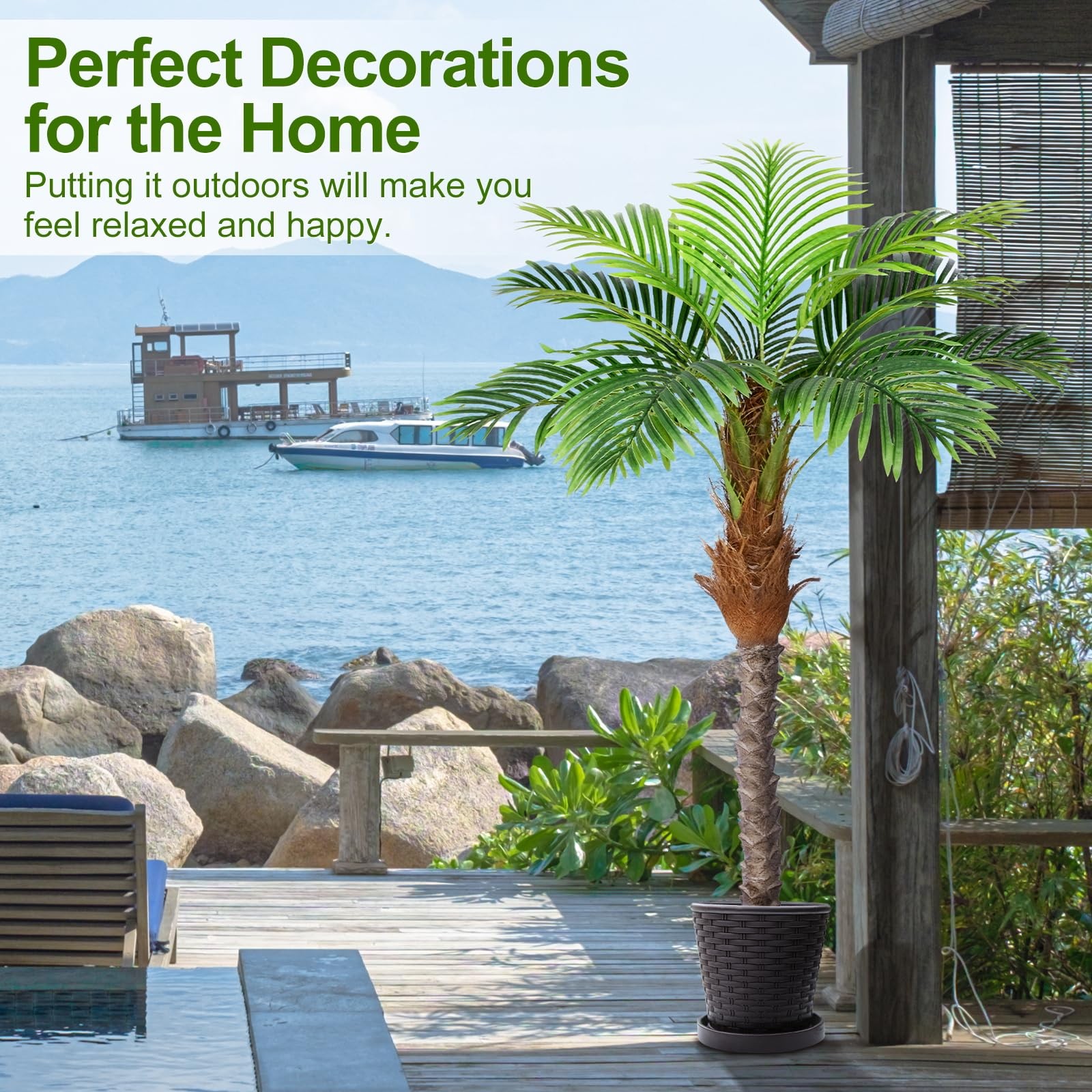 5ft Artificial Phoenix Palm Tree for Outdoor Indoor Decor, Faux Coconut Silk …