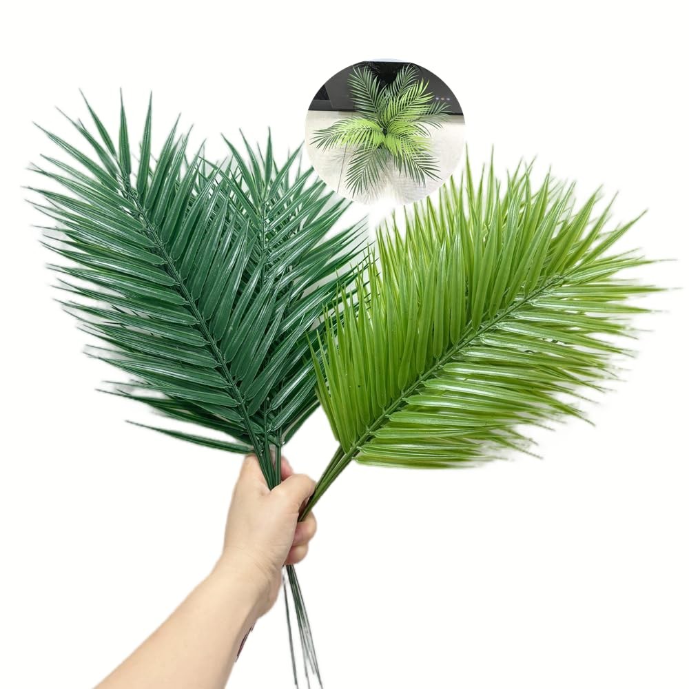 19inch Artificial Areca Palm Leaves Stems,20 Pcs Faux Palm Fronds Tropical Pl…