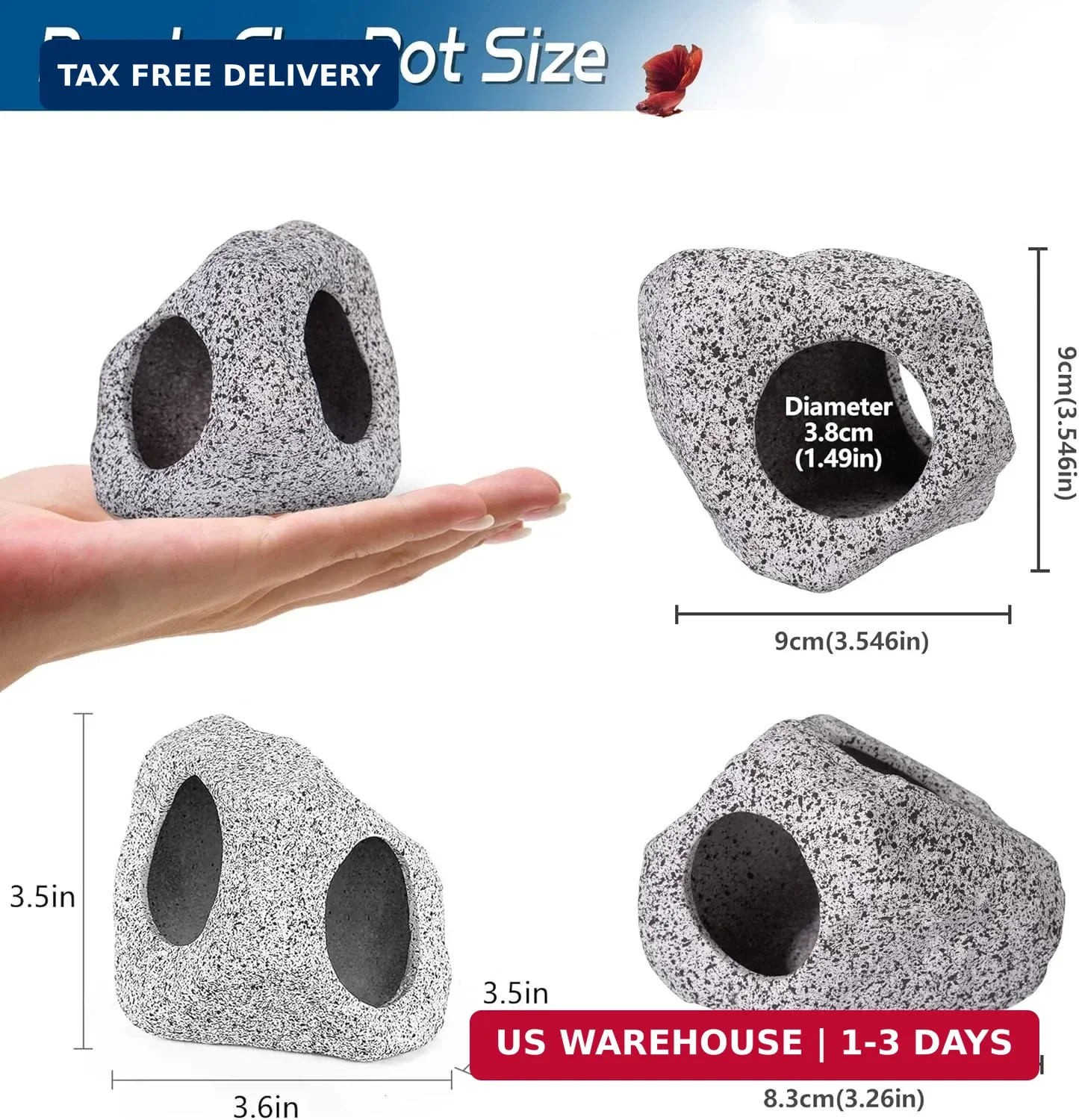 Ameliade Aquarium Decorations Cave Fish Tank Accessories Rock Decor for Shrimp C