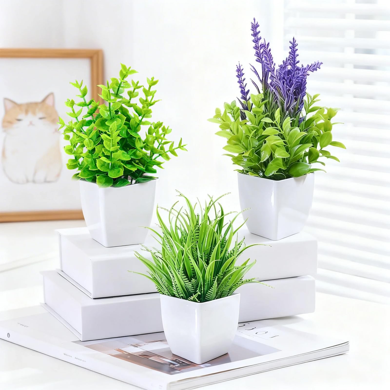 6 Pack Small Fake Plants in Pots Mini Artificial Indoor Plants for Bathroom, …
