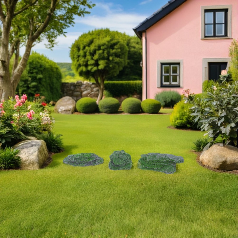 7Pcs Simulated Moss Covered Stones for Home Garden Decoration Grey