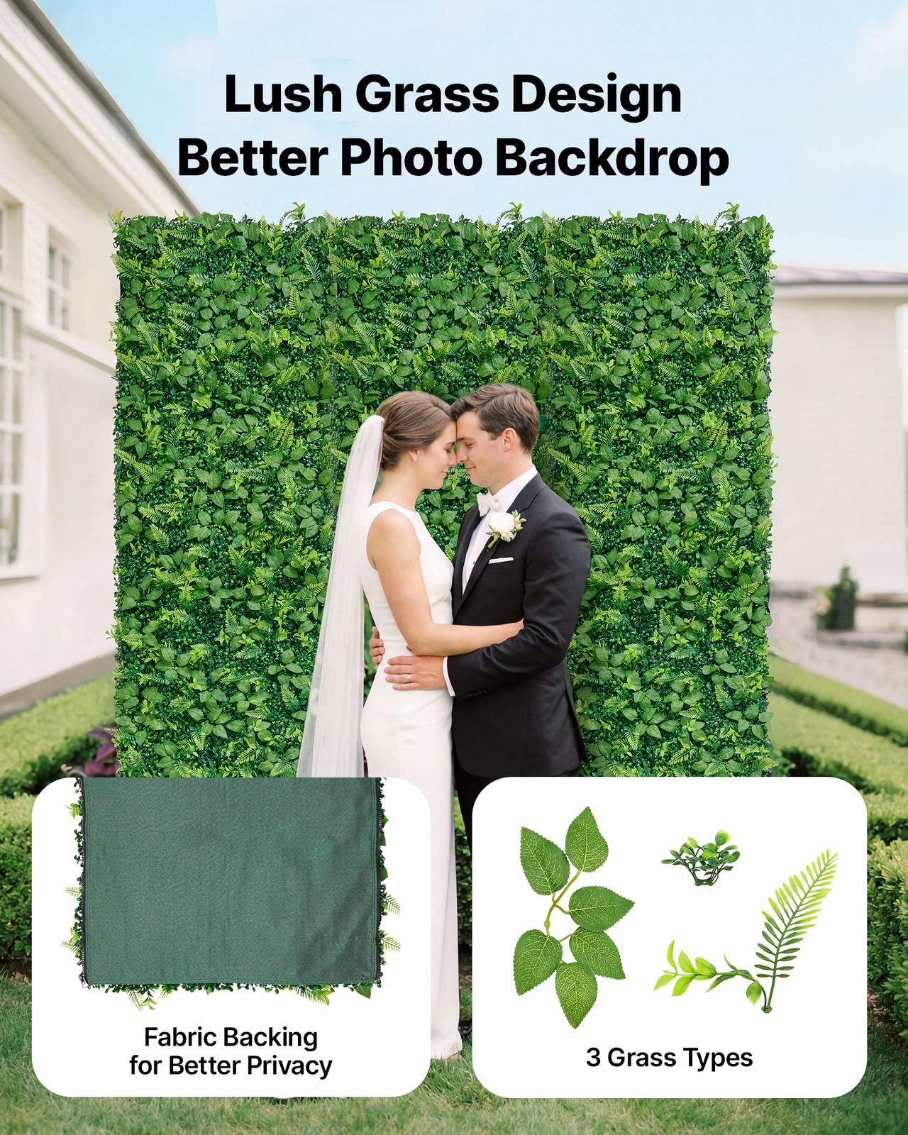 VEVOR Artificial Plant Wall 4PCS 2 x 8 ft Boxwood Panels Greenery Screen Patio