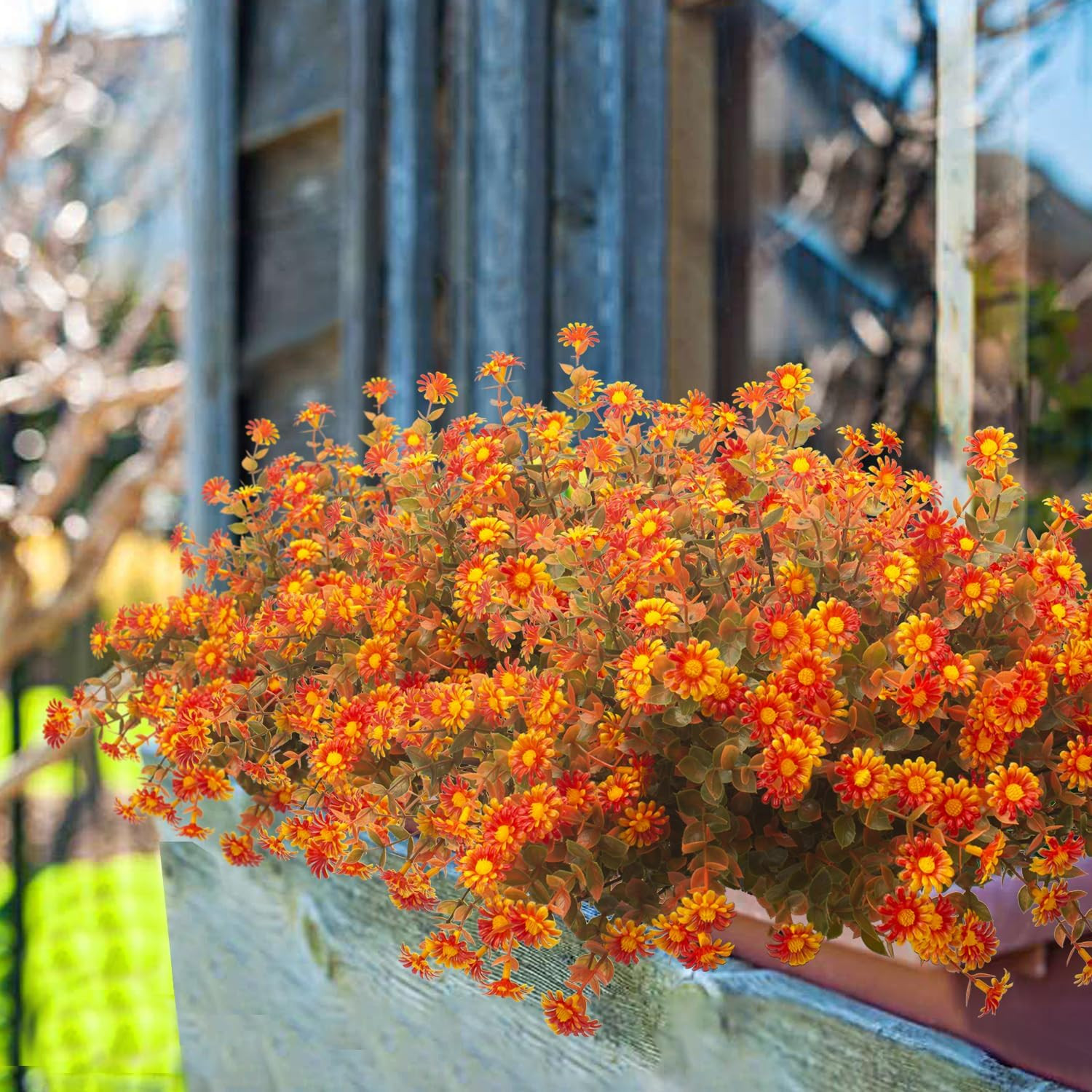12 Bundles of Faux Fall Flowers – Vibrant Outdoor Decor for Home & Garden