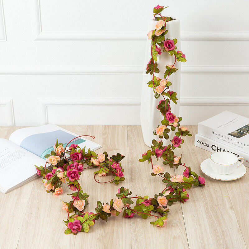 45 Flowers 8Ft Artificial Flower Rose Fake Hanging Garland Party Wedding Decor