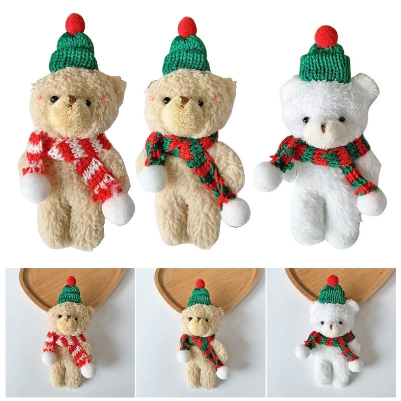 Christmas Bear Stuffed Animal Plush Doll Toy DIY Keychain Bouquet Materials Cake