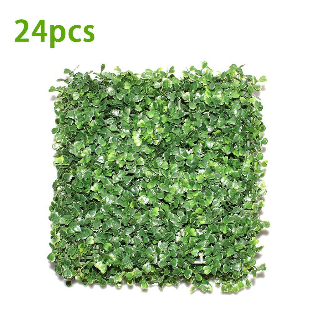 24PCS 10″x10″ Artificial Plants Mat Wall Hedge Decor Privacy Fence Panel Grass