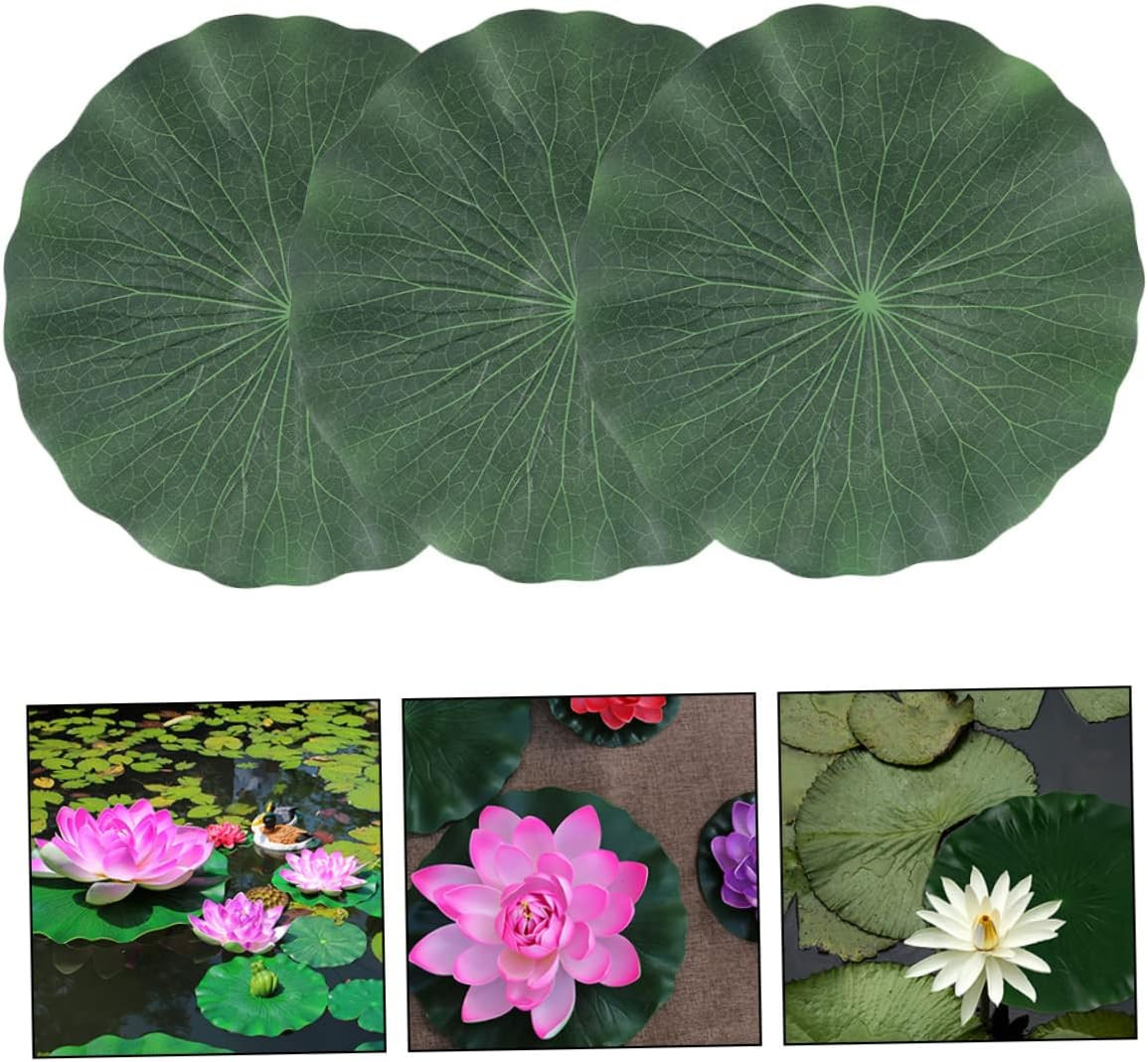 DOITOOL Artificial Lily Pads for Koi Pond: 3 Pcs Artificial Floating Foam Lotus