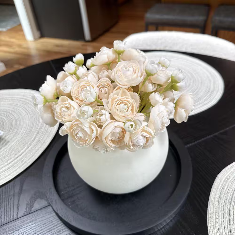 10.5 In. White Indoor Artificial Ranunculus Flower(18 Stems)