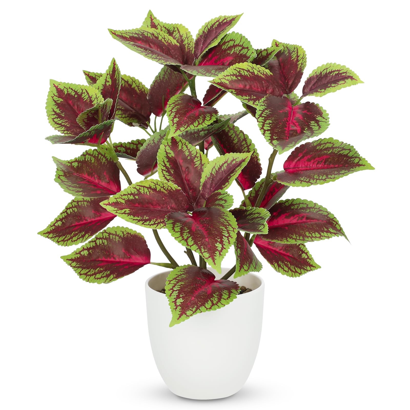 Artificial Plants Indoor 14.2″ Small Fake Perilla Plant in Pot Potted Plants …