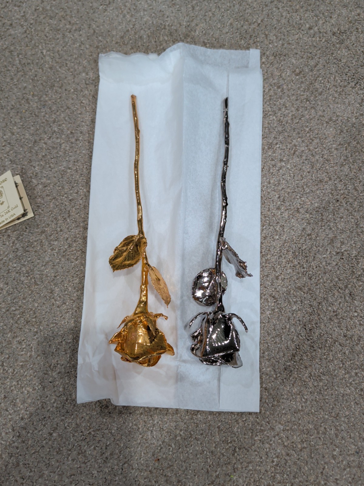 Forever Roses 24k Gold & Platinum Dipped-Elegant Roses Set of 2 Vintage USA