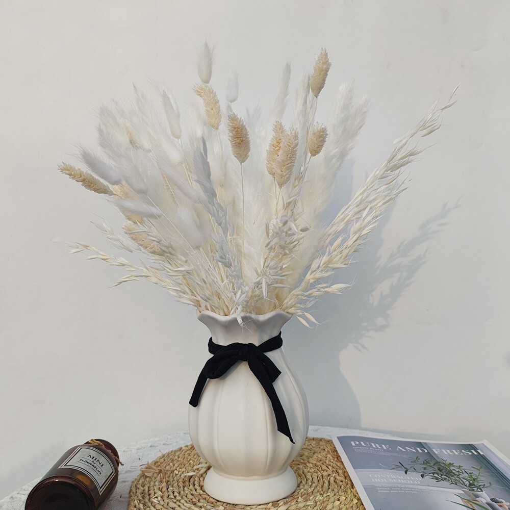75 Pcs Dried White Pampas Grass 17″ Decor for DIY Flower Arrangements #20