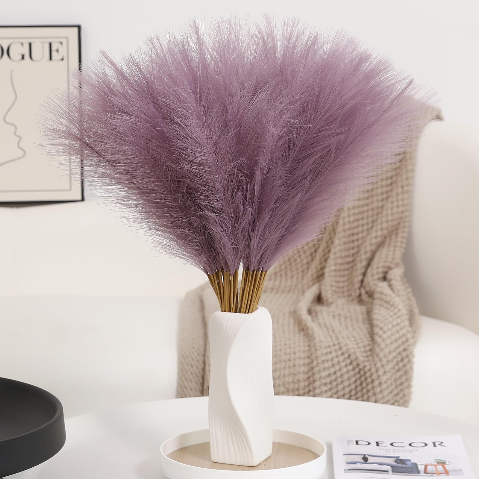 60pcs Purple Pampas Grass 24 Inch Small Faux Pampas Grass Decor, Artificial …