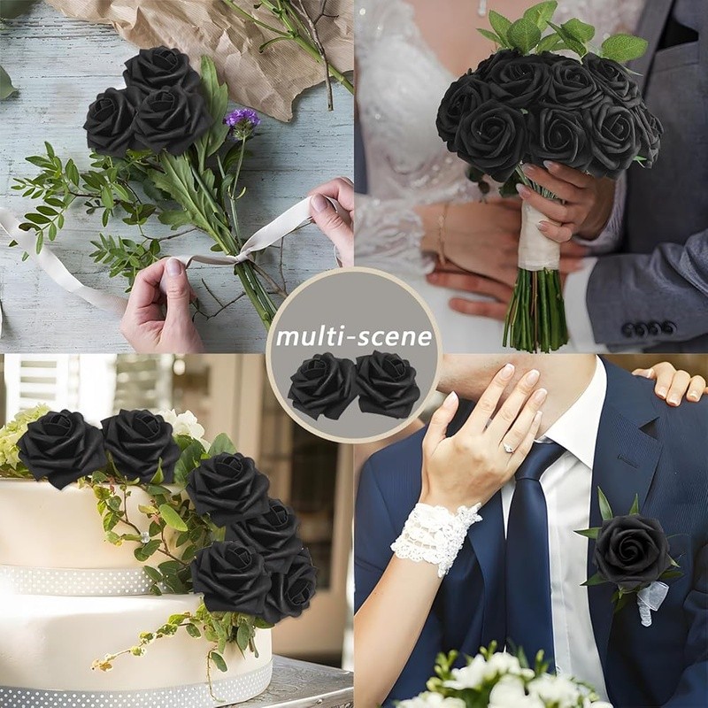 100pcs Artificial Foam Roses DIY Flower Arrangement Decor Wedding Party Home New