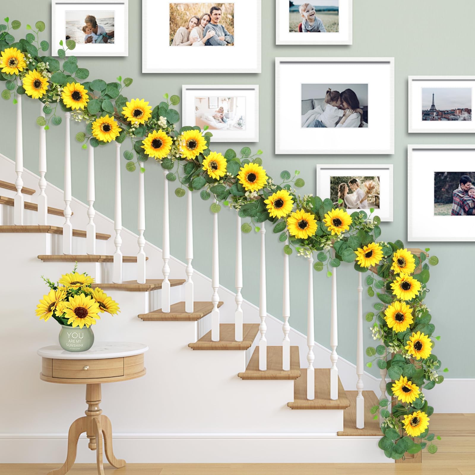 SOMYTING Artificial Sunflower Garland, 4 Packs 6ft Silk Sunflowers Vines Hang…