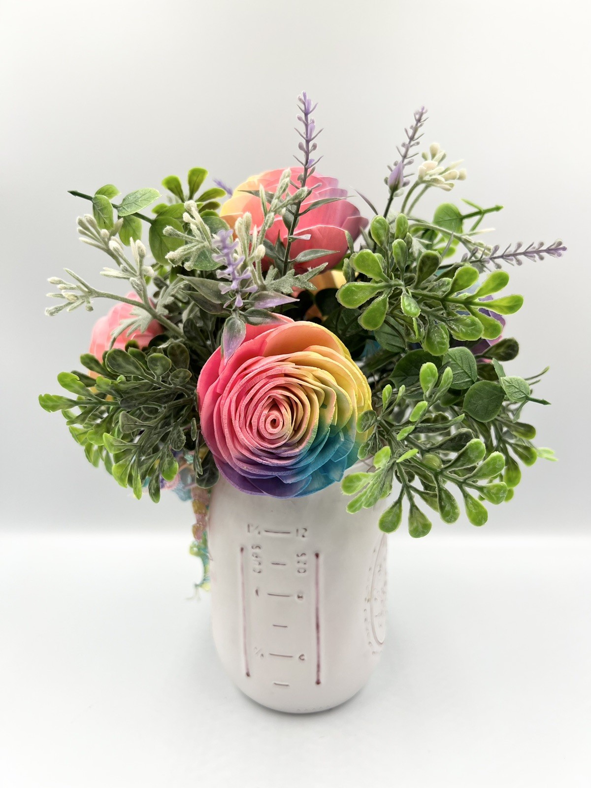 Sola Wood Flower Arrangement In Ball Canning Jar, Tie Dye