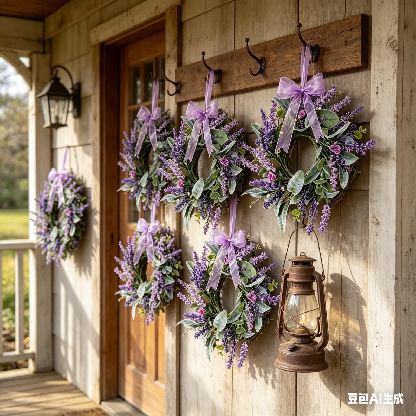 8 Pcs Mini Lavender Hanging Wreaths Purple Daisy Candle Rings Pillar Holder W…