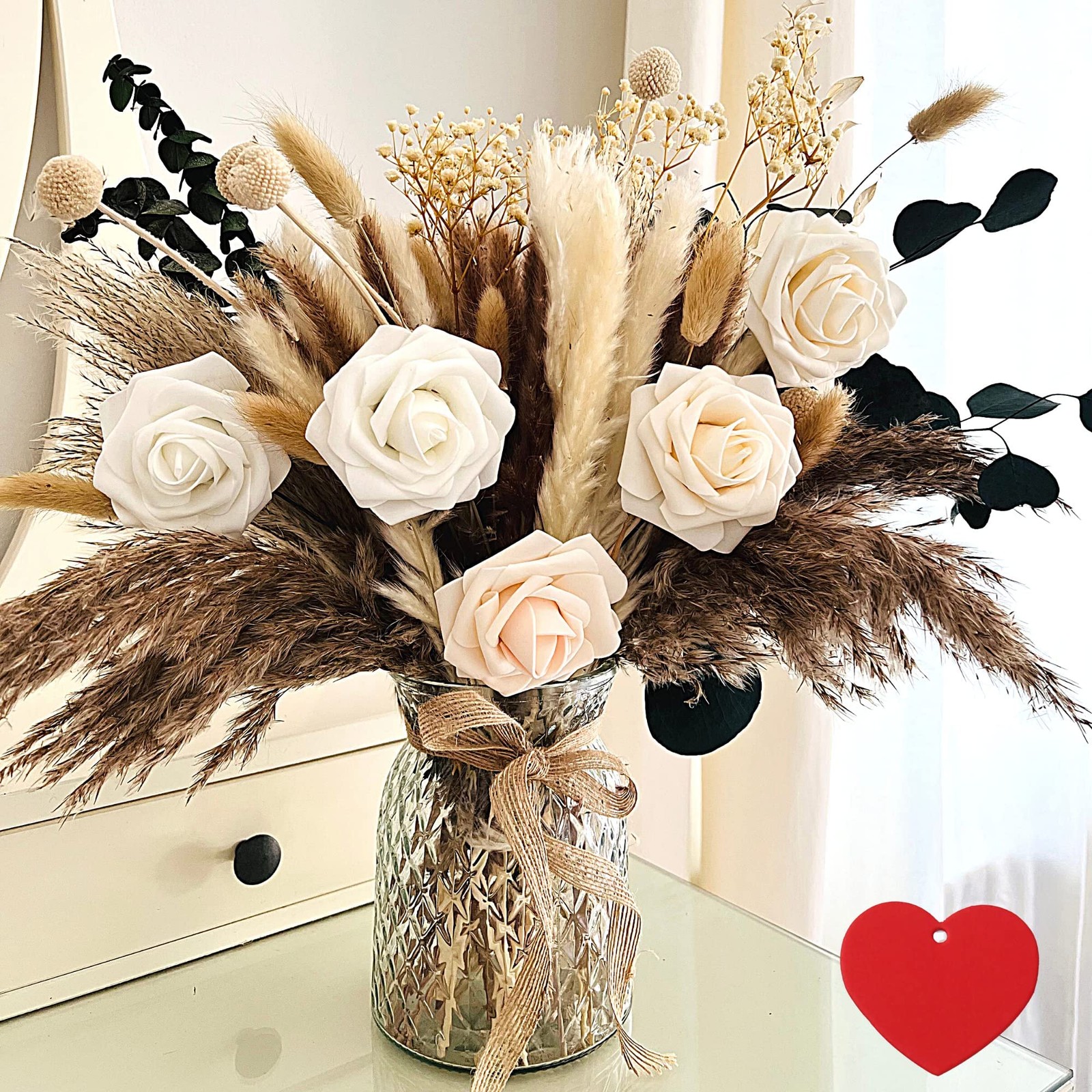 100pcs Artificial Flowers Arrangement With Vase Included, Dining Table Center…