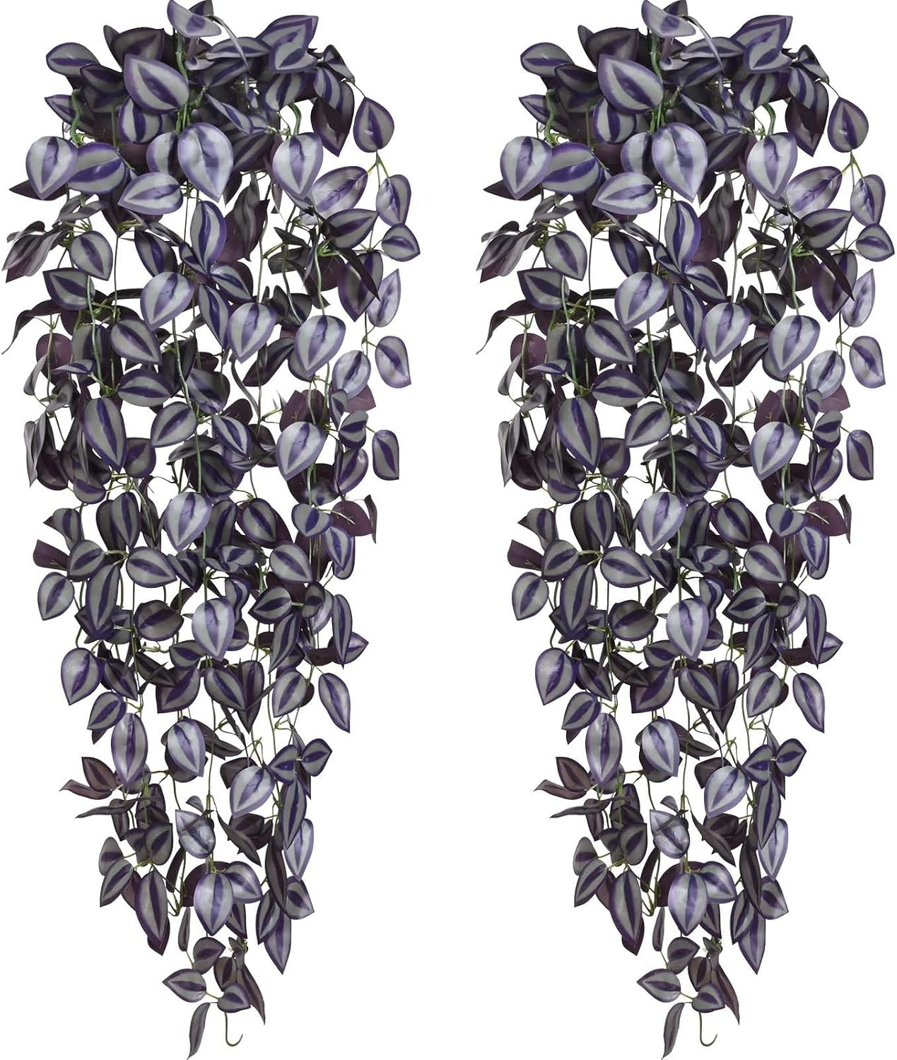 Fake Hanging Plants, 2Pcs Artificial Hanging Plant, Faux Deep Purple Vines Hangi